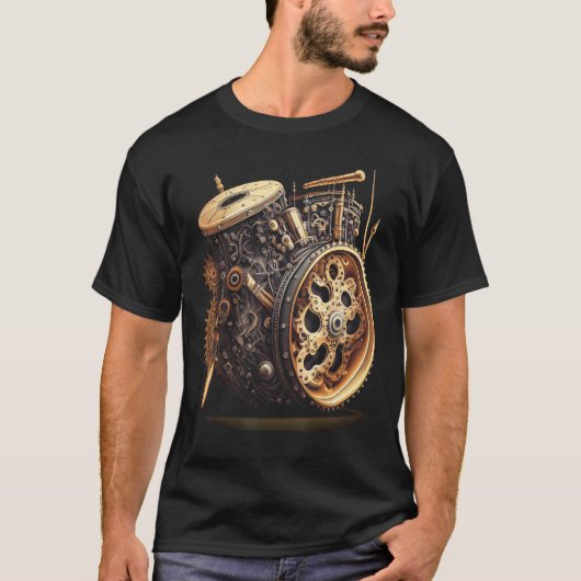 Bass drum  music instrument Graphic steampunk T-shirt (Voorkant)