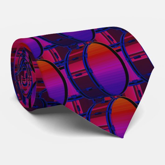 Bass Drum Red en Blue Pattern Necktie Stropdas (Opgerold)