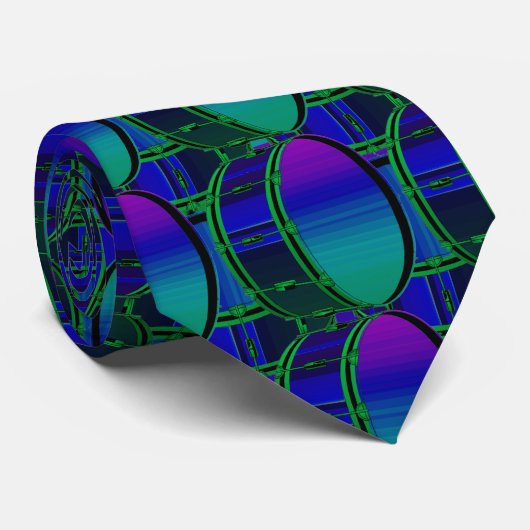 Bass Drum Shades of Blue Pattern Necktie Stropdas (Opgerold)