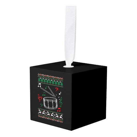 Bass Drum Ugly kerstSweater Decoratie (Voorkant hoekig)