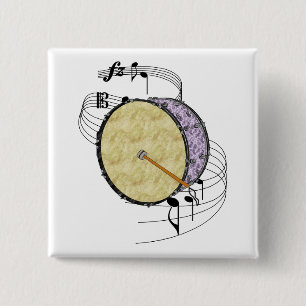 Bass Drum Vierkante Button 5,1 Cm
