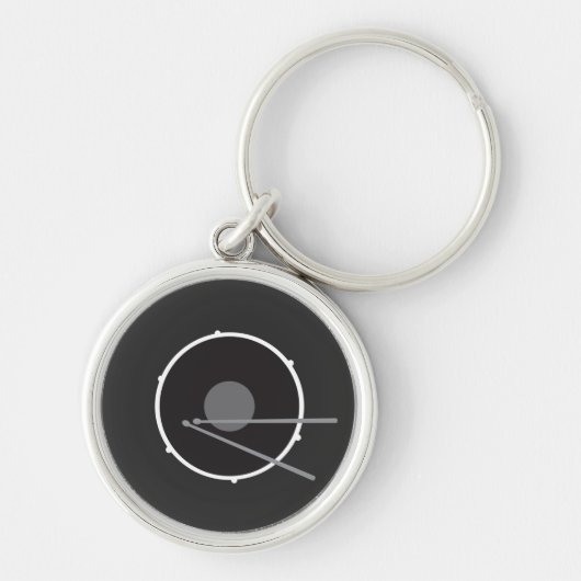 Bass Drum Zwart en Wit Minimal Modern Sleutelhanger (Voorkant)