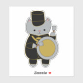 Bass Drummer marching Band Cat Black Yellow Gold Sticker (Vel)