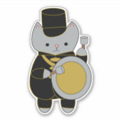 Bass Drummer marching Band Cat Black Yellow Gold Sticker (Voorkant)