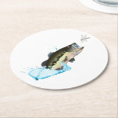 Bass Fish After Dragonfly Ronde Kartonnen Onderzetter (Gebogen)