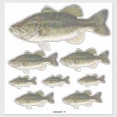 Bass Fish Custom Cut Vinyl Stickers Set (Vel)