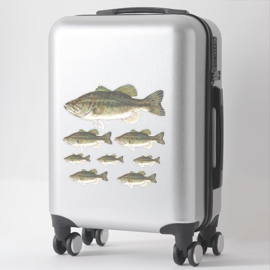 Bass Fish Custom Cut Vinyl Stickers Set (Koffer)