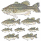 Bass Fish Custom Cut Vinyl Stickers Set (Voorkant)