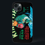 Bass Fish die een kroon op een zwarte achtergrond  Case-Mate iPhone Case<br><div class="desc">Dit  krattenlabel van een baars vis met een kroon op een zwarte achtergrond zal elke  kunstminnaar tevreden stellen. Het is een advertentie voor KingFish Peas. De kleuren zijn zeer levendig en scherp. Kies vandaag nog deze illustratie op uw product.</div>