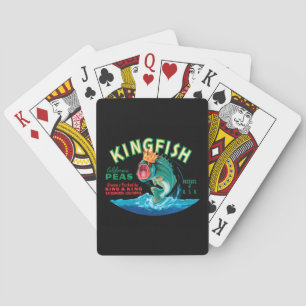 Bass Fish die een kroon op een zwarte achtergrond  Pokerkaarten