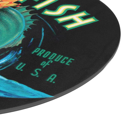 Bass Fish die een kroon op een zwarte achtergrond  Snijplank (Hoek)