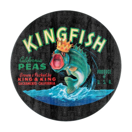 Bass Fish die een kroon op een zwarte achtergrond  Snijplank (Voorkant)