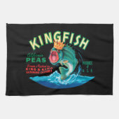 Bass Fish die een kroon op een zwarte achtergrond Theedoek (Horizontaal)