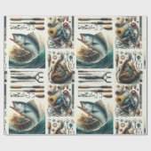 Bass Fish en Tackle voor hem Gift Wrapping Paper Cadeaupapier (Vlak)