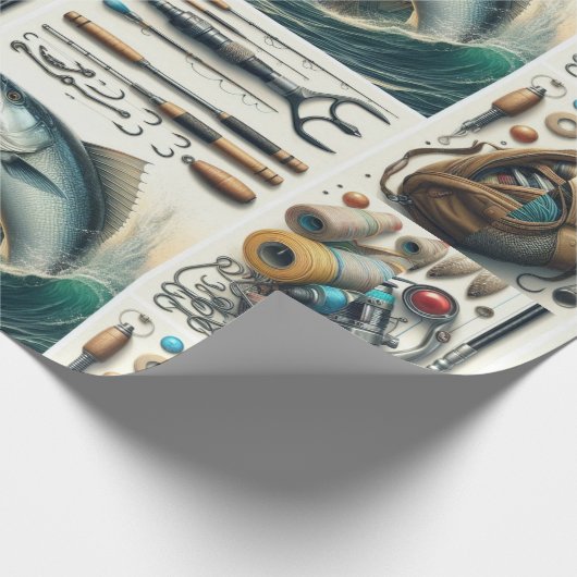 Bass Fish en Tackle voor hem Gift Wrapping Paper Cadeaupapier (Hoek)