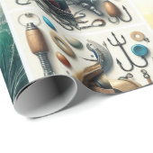 Bass Fish en Tackle voor hem Gift Wrapping Paper Cadeaupapier (Rol Hoek)