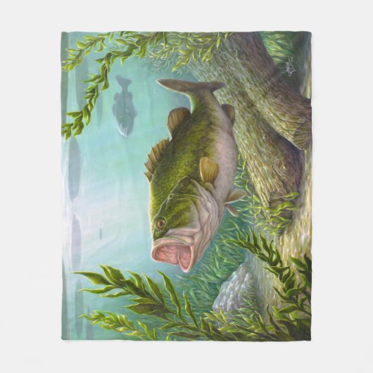 Bass Fish Fleece Deken (Voorkant)