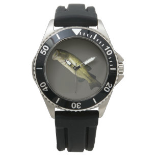 Bass Fish Mannen Black Rubber Straat bekijken Horloge