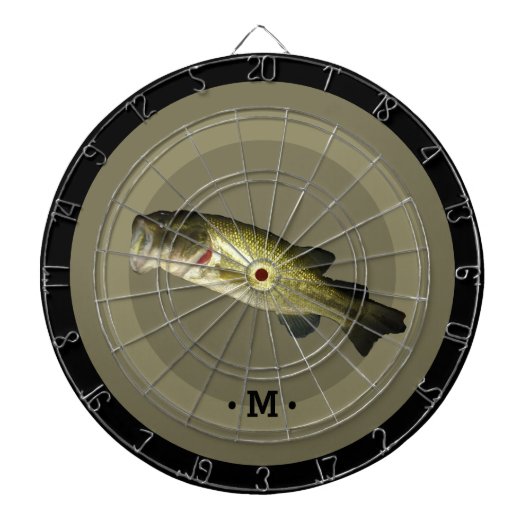 Bass Fish Monogram Mannen Dartbord (Voorkant)