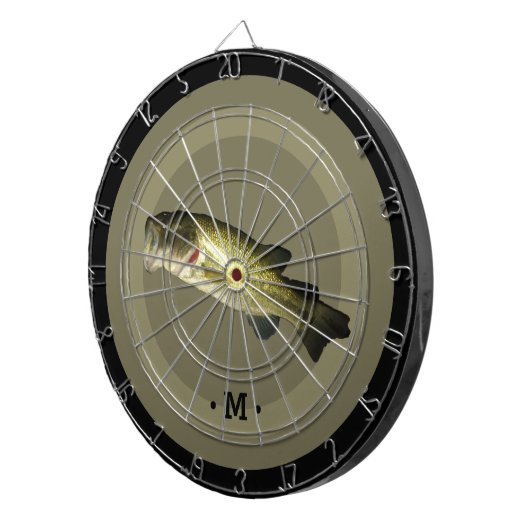 Bass Fish Monogram Mannen Dartbord (Voorkant Rechts)