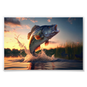 Bass Fish, Outdoor Art, Gevist kunst, Liefde Vist Foto Afdruk