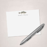 Bass Fish Outdoorman Fisherman Custom Name Notitiekaartje<br><div class="desc">Dit ontwerp kenmerkt een waterverf gestreepte baarsvis met ruimte voor een naam/tekst hieronder. Klik op de knop Aanpassen als u de ontwerpelementen wilt aanpassen en/of de tekst verder wilt wijzigen! De variaties van dit ontwerp, extra kleuren, evenals de coördinerende producten zijn beschikbaar in onze winkel, zazzle.com/store/doodlelulu. Neem contact met ons...</div>