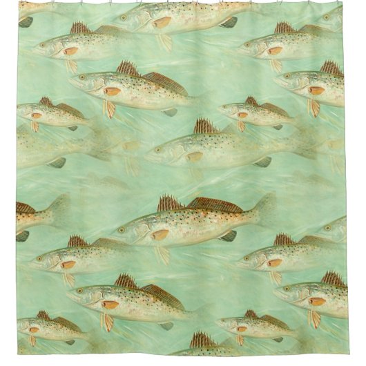 Bass Fish Pattern Douchegordijn (Voorkant)