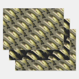 Bass Fish Pattern Outdoorsport Modern Inpakpapier Vel