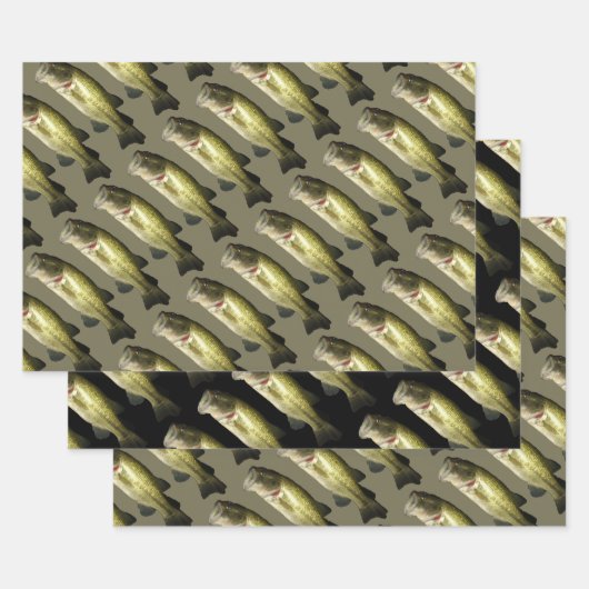 Bass Fish Pattern Outdoorsport Modern Inpakpapier Vel (Set)