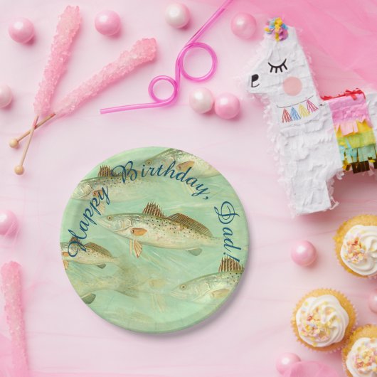 Bass Fish Pattern  Papieren Bordje (Feest)