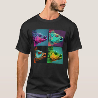 Bass Fish Pop Illustration Colorful Animal Women T-shirt