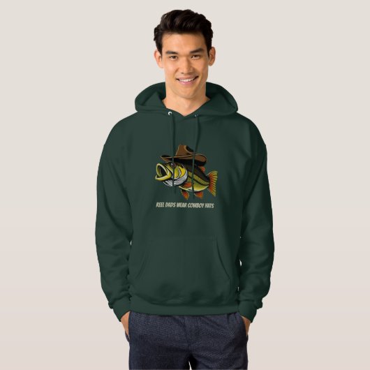 Bass Fish Reel Dads Draag Cowboy Petten Hoodie (Voorkant volledig)