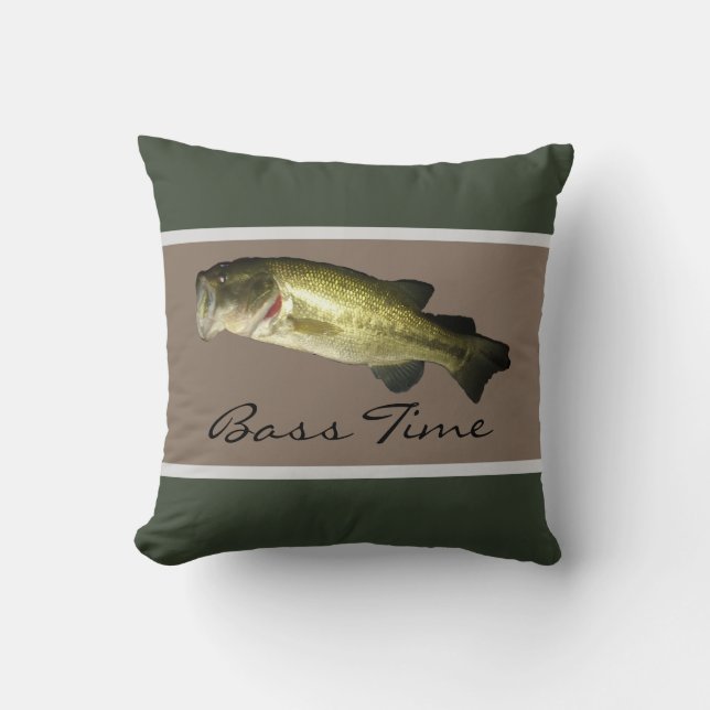 Bass Fish Time Hunter Green Sierkussen (Voorkant)