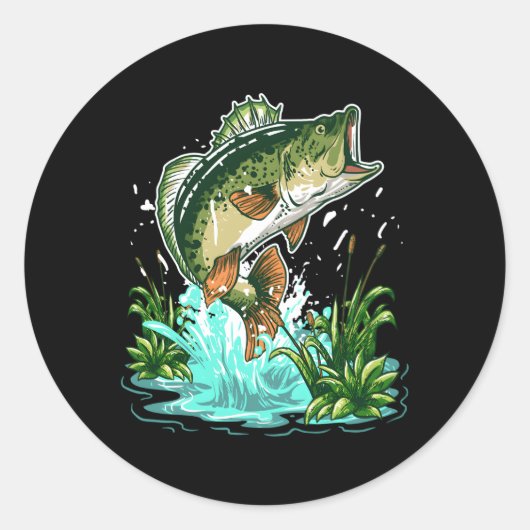 Bass Fisher grote mondbas Gevist Ronde Sticker (Voorkant)