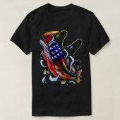 Bass Fishing Fish American Flag Dad Father Fourth T-shirt (Design voorkant)
