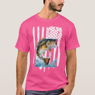Bass Gevist Amerikaanse Vlag Vis Bass Fish Fisherm T-shirt