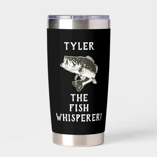 Bass Gevist Fish Whisperer Naam Funny Angler Geïsoleerde Drinkbeker (Achterkant)