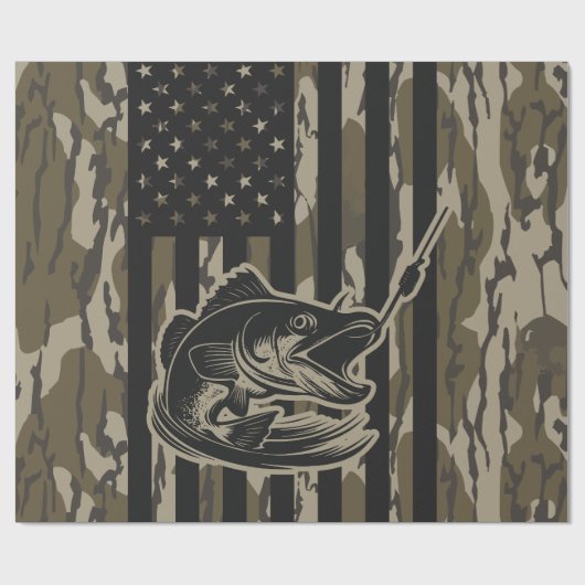Bass Gevist Visser Camo Vlag Bottomland Camo Cadeaupapier (Vlak)