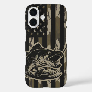 Bass Gevist Visser Camo Vlag Bottomland Camo iPhone 16 Hoesje