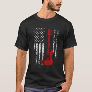 Bass gitaar Amerikaanse vlag basgitaar T Shirt