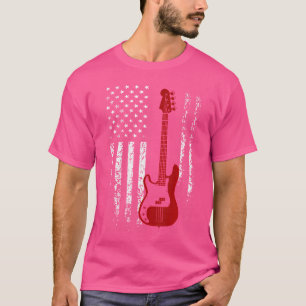 Bass gitaar Amerikaanse vlag basgitaar T Shirt