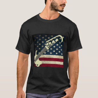 Bass Gitaar US Flag T-shirt Bass Player T-shirt