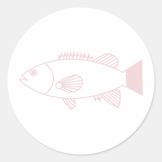 Bass Groper Fish in pastelroze op wit Ronde Sticker (Voorkant)