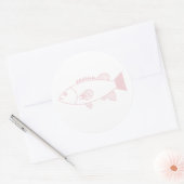 Bass Groper Fish in pastelroze op wit Ronde Sticker (Envelop)