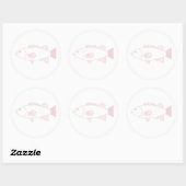 Bass Groper Fish in pastelroze op wit Ronde Sticker (Vel)