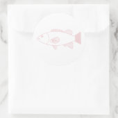Bass Groper Fish in pastelroze op wit Ronde Sticker (Tas)