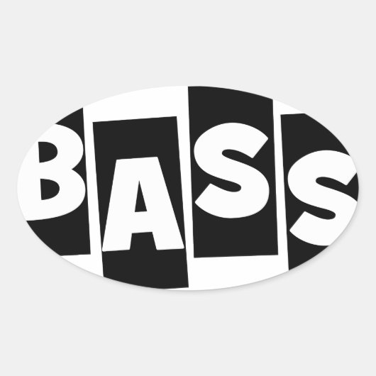 Bass Guitar Black haalt tekstontwerp uit Ovale Sticker (Voorkant)