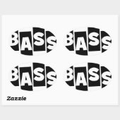 Bass Guitar Black haalt tekstontwerp uit Ovale Sticker (Vel)