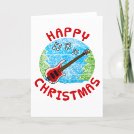 Bass Guitar Christmas Kaart Bassist Musician