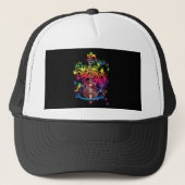 Bass Guitar Color splash Trucker Hat Pet (Voorkant)